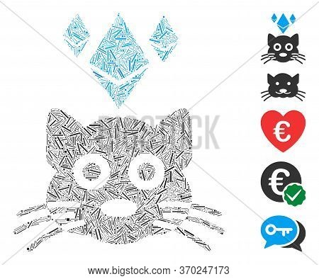 Hatch Mosaic Based On Ethereum Crypto Kitty Icon. Mosaic Vector Ethereum Crypto Kitty Is Composed Wi