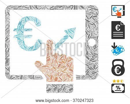 Hatch Mosaic Based On Euro Analytics Tablet Icon. Mosaic Vector Euro Analytics Tablet Is Composed Wi
