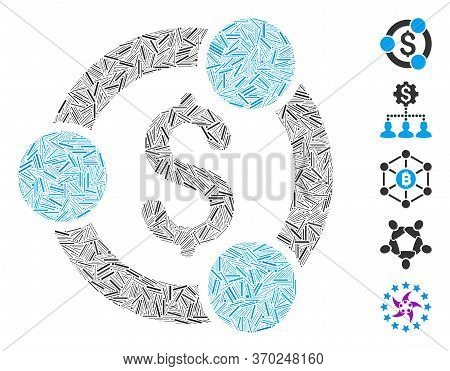 Line Collage Based On Financial Collaboration Icon. Mosaic Vector Financial Collaboration Is Created