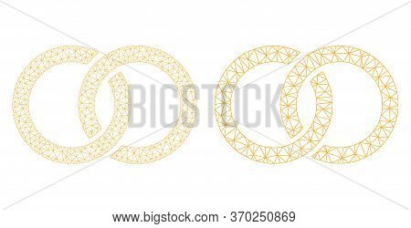 Mesh Vector Marriage Rings Icon. Mesh Carcass Marriage Rings Image In Lowpoly Style With Structured 