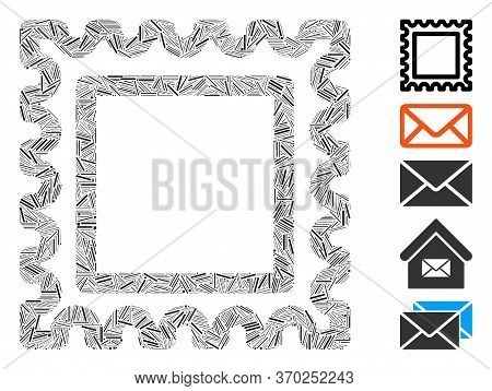 Hatch Mosaic Based On Postal Mark Icon. Mosaic Vector Postal Mark Is Formed With Randomized Hatch Sp