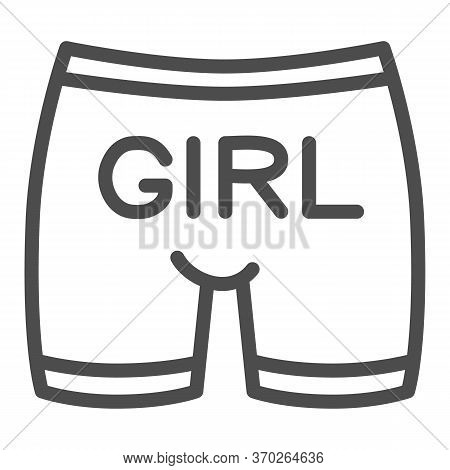 Gay Underpants Line Icon, Lgbt Cloth Concept, Man Underwear With Text Girl Sign On White Background,