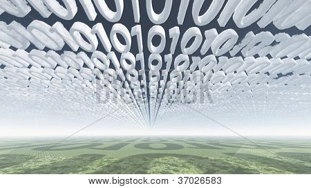Binary code clouds
