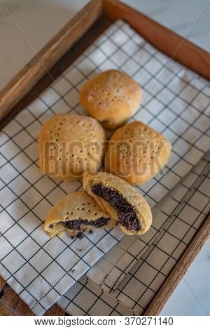 Mohnzelten, Typical German Cookies Filled With Poppy Seeds