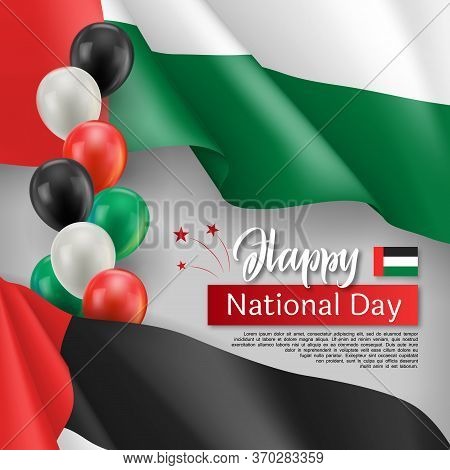 Happy Arabic National Day Festive Poster. United Arab Emirates Official Holiday Celebrated 2th Of De