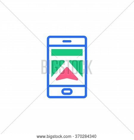 Mobile Phone Gps Navigation Flat Icon, Vector Sign, Smartphone Navigator Cursor Colorful Pictogram I