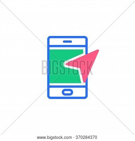 Smartphone Navigator Cursor Flat Icon, Vector Sign, Mobile Phone Gps Navigation Colorful Pictogram I