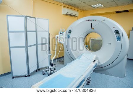 Computer Tomography Diagnostics In Medical Center. Background