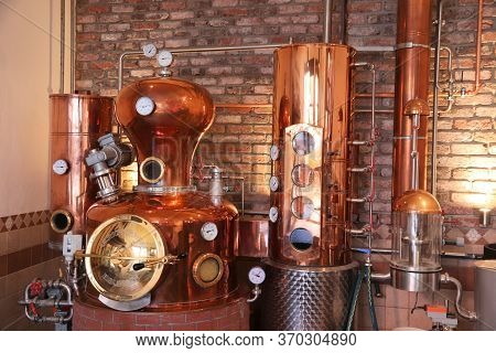 Nuremberg, Germany - May 7, 2018: Whiskey Distillery In Nuremberg, Germany. Hausbrauerei Altstadthof