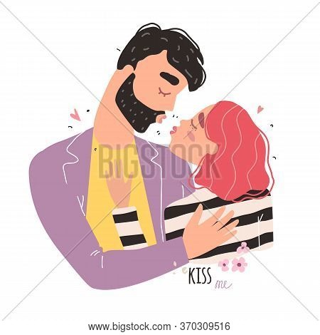 Romantic Couple In Love Kissing. World Kissing Day
