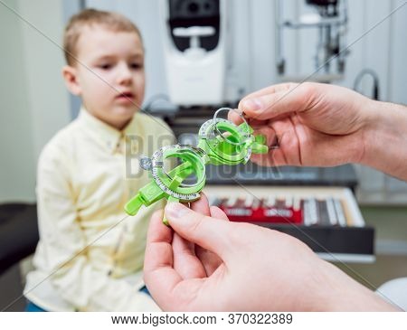 Trial Frame. Glasses Prescription For A Child. Childs Hypermetropy.
