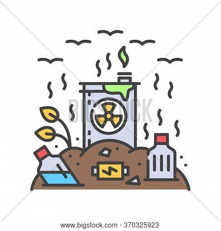 Land Degradation Color Line Icon. Ecological Disaster. Sign For Web Page, App. Ui Ux Gui Design Elem
