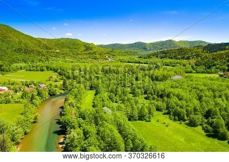 Croatia, Beautiful Green Nature Landscape In Spring, Canyon Of Kupa River In Gorski Kotar