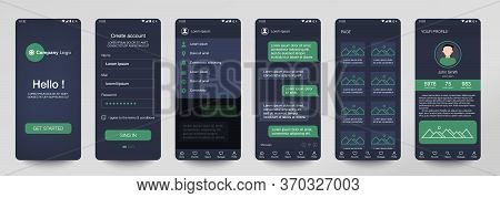 Design Of Mobile App Chat Room, Ui, Ux, Gui. Set Of User Registration Screens With Login And Passwor