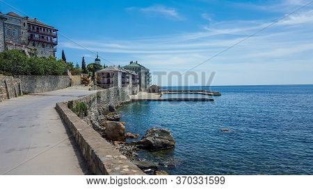 Holy Monastery Hilandar Landscape Hdr, Mount Athos