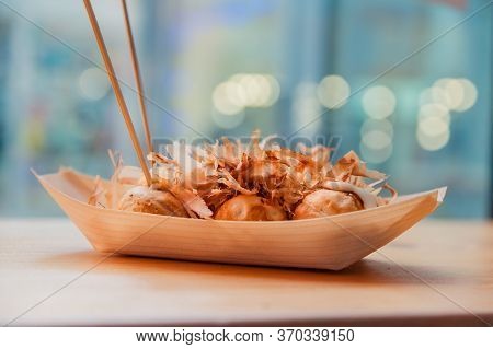 Ready To Eat Takoyaki In The Street Food Cafe