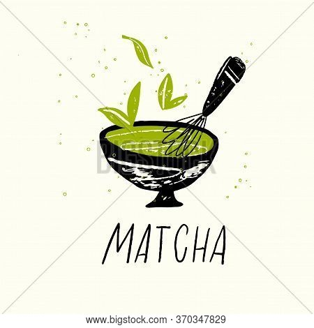 Matcha. Vector Doodle Illustration Of Matcha Tea Bowl