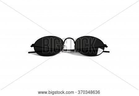 Pair Of Round Shaped Hipster Eyeglasses For Man Or Woman With Light Reflection And Shadow.
