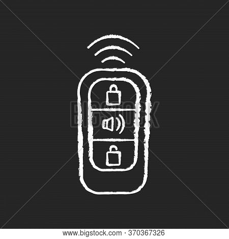 Keyless Entry Chalk White Icon On Black Background. Automobile Protection, Modern Technology. Vehicl