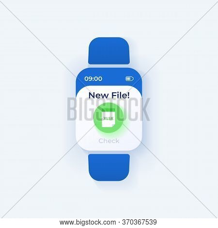 Share File Smartwatch Interface Vector Template. Mobile App Notification Day Mode Design. New Docume