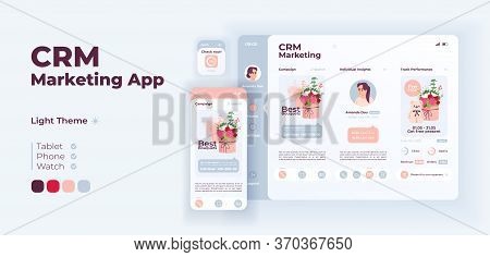Crm Marketing App Screen Vector Adaptive Design Template. Account Promotion Application Day Mode Int