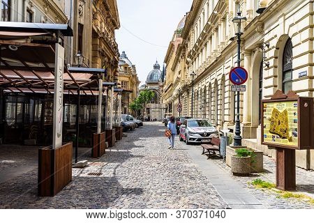 Empty Tables At Local Restaurants In Old Town Bucharest Due To Coronavirus Worldwide Outbreak Crisis