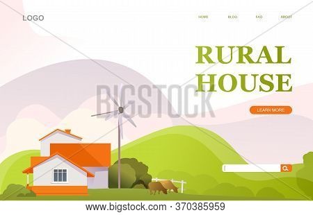 Illustration For Homepage Countryside Countryside Landscape, Vector Conceptual Banner