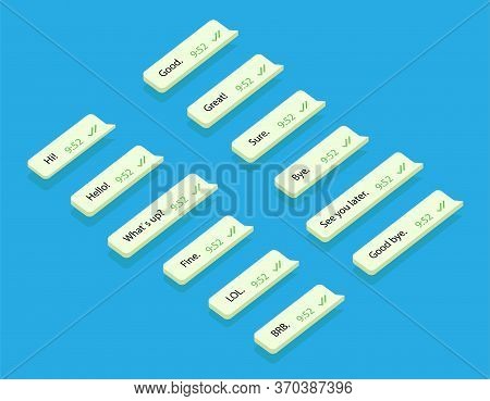 Set Of Sms Message Bubbles With Dialog Words. Vector Illustration. Message Interface.. Flat Vector M