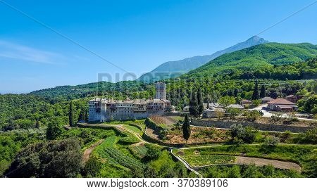 Holy Monastery Hilandar Landscape Hdr, Mount Athos
