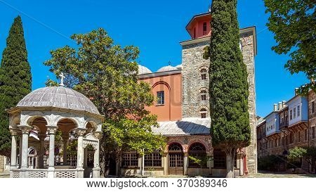 Holy Monastery Hilandar Landscape Hdr, Mount Athos