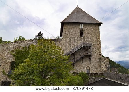 Ancient Ruined Gallenstein Castle, Stone Citadel On Top Of A Mountain. Municipality Of Sankt Gallen,