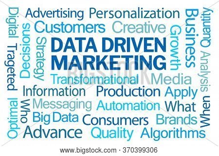 Data Driven Marketing Word Cloud on White Background