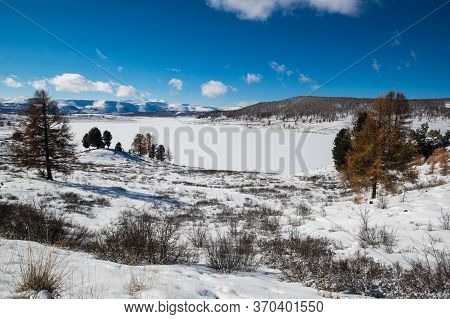 View Of Ulagan Highlands In Altay Mountains In The Winter, Siberia, Russia