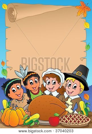 Thanksgiving Thema Pergament 5 - Vektor-Illustration.