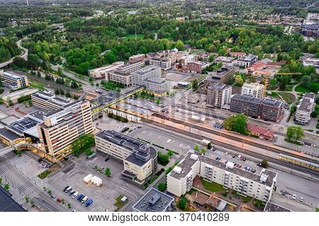 Espoo, Finland: May 29, 2020: Aerial View Of Espoo Central Railway Station.