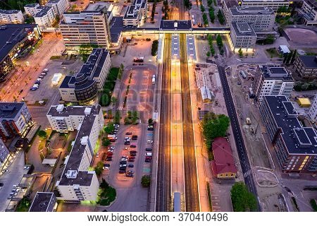 Espoo, Finland: May 29, 2020: Aerial View Of Espoo Central Railway Station.