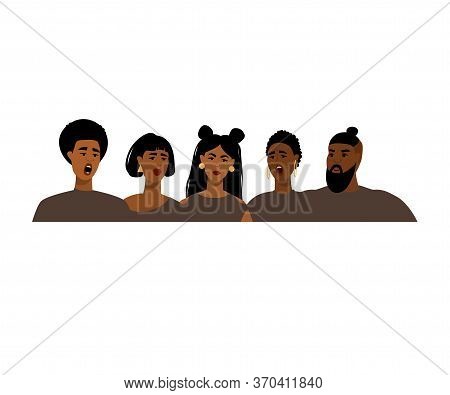 Stop Racism. Black Lives Matter, We Are Equal. Image Of People. There Is No Concept Of Racism. Flat 