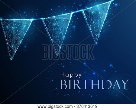 Abstarct Blue Low Poly Style Flag Garland