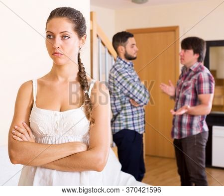 Quarrel In Young Polygamous Family Indoors In The Living Room