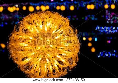 Yunlin, Taiwan - Feb 12th, 2020: lantern festival with lamps hanging at street in Beigang township, Yunlin county, Taiwan, Asia