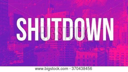 Shutdown Coronavirus Theme With Downtown Los Angeles Skycapers
