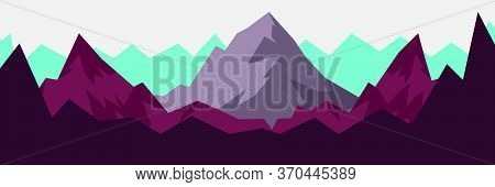 Mountain Landscape Illustration In Royal Mint Color Palette Tone.