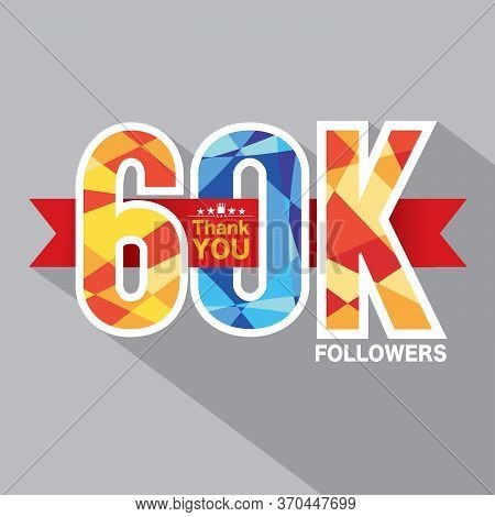 60k Followers Banner For Celebrating Followers Social Media Networks Vector Illustration. Eps 10