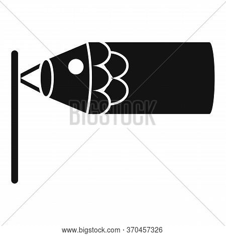Wind Japanese Flag Koinobori Icon. Simple Illustration Of Wind Japanese Flag Koinobori Vector Icon F