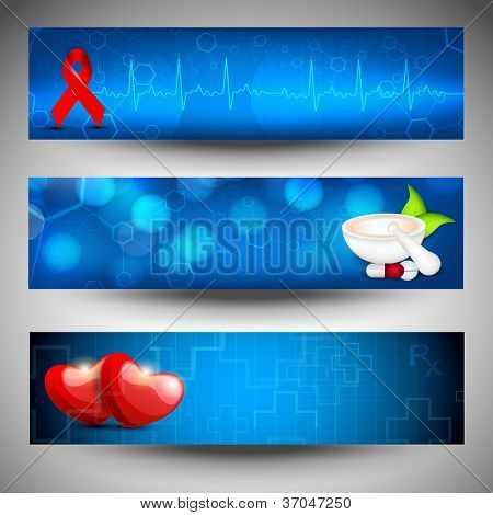 Set di intestazioni sito o banner medica. EPS 10.