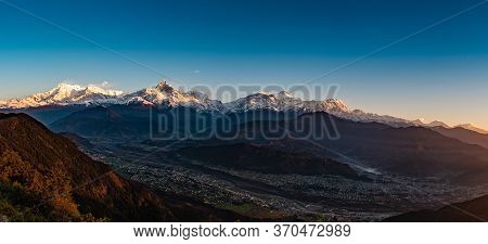 Panoramic View Of Machapuchare Peak Dhampus Pokhara Nepal.