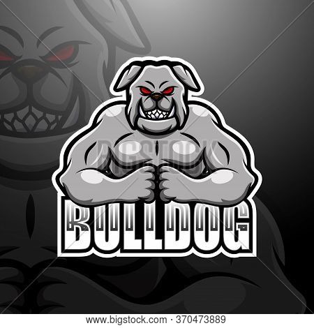 Vector Illustration Of Strong Bulldog Mascot Esport Logo Design