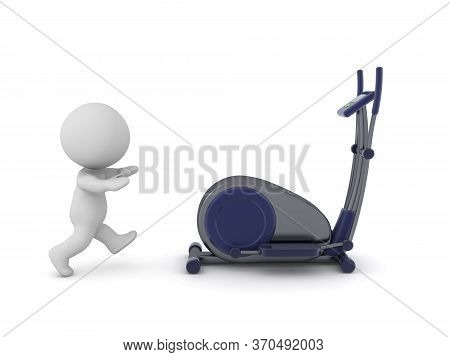 3D Character Running Towards Eliptical Bycicle