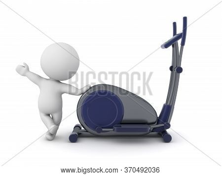 3D Character Leaning On Eliptical Bycicle