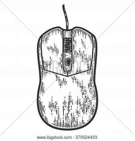 Device Computer Mouse. Sketch Scratch Board Imitation. Black And White.